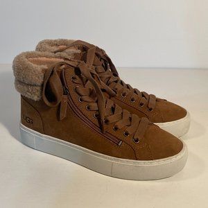 Ugg Briena (1110708) Brown Leather Sneaker Boots Women Size 8.5